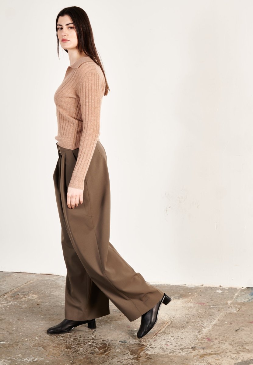 Polo manches longues femme en cachemire camel - HANA 11