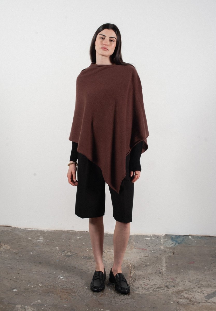 Poncho femme en cachemire marron - LILLY 9