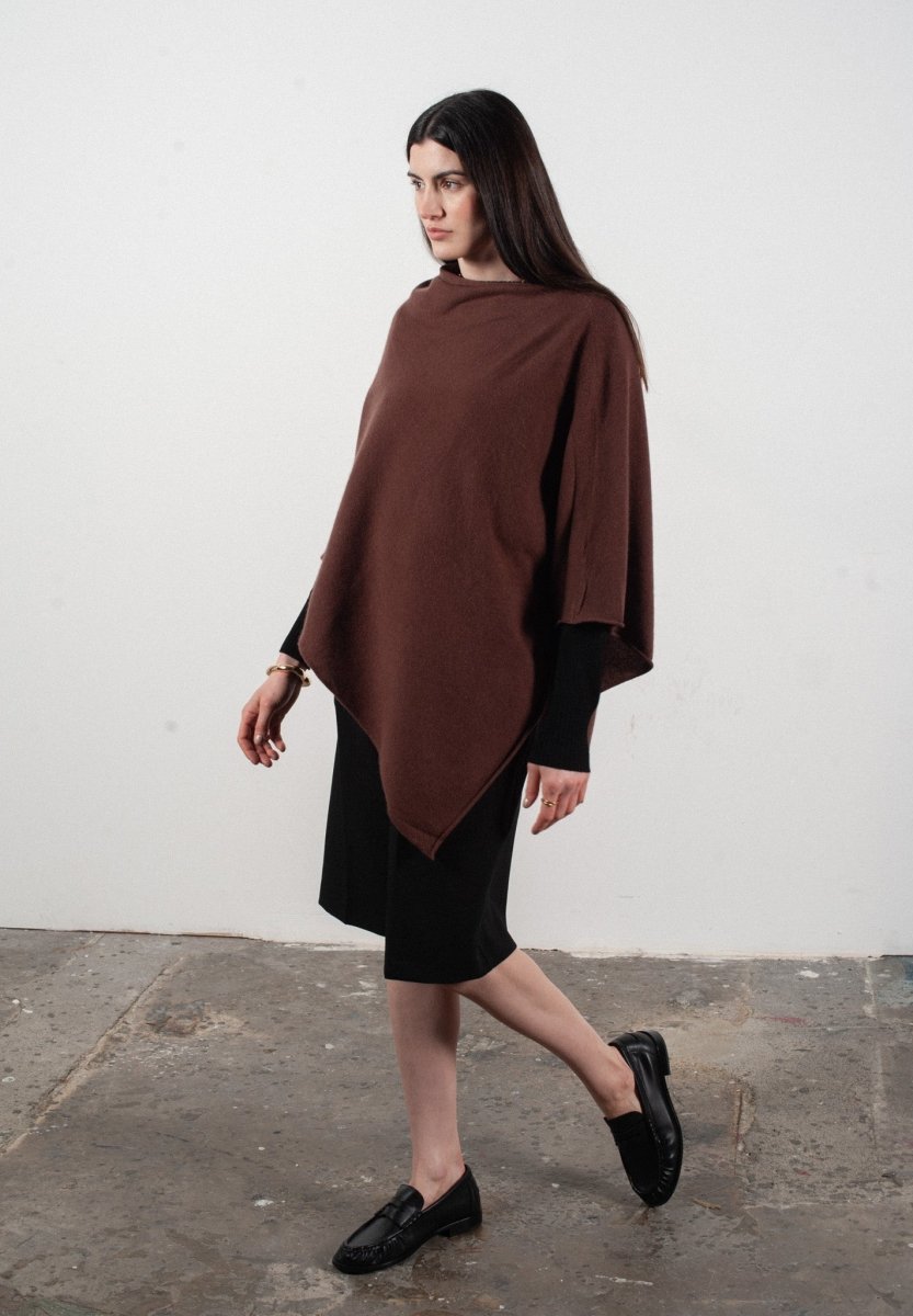 Poncho femme en cachemire marron - LILLY 9