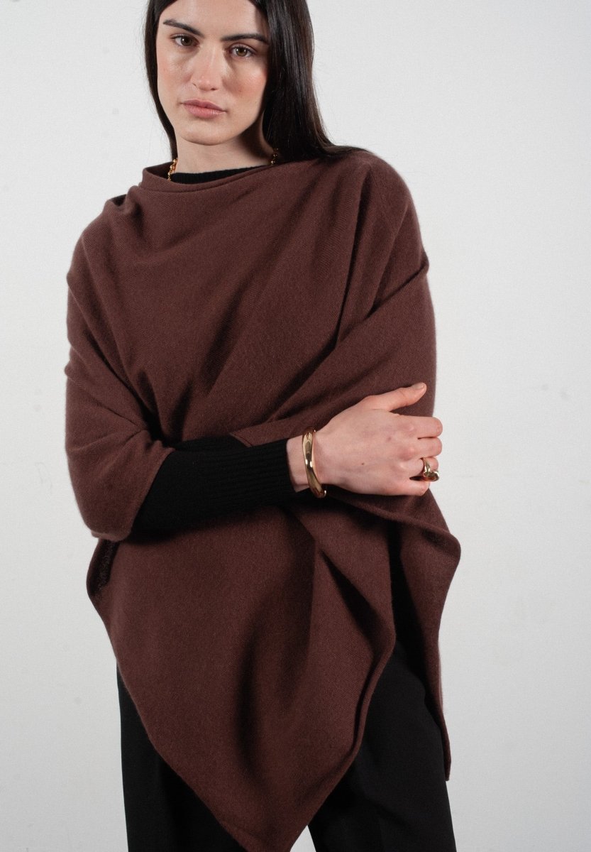Poncho femme en cachemire marron - LILLY 9