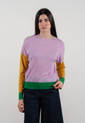 Pull col rond femme en cachemire & laine ultrafin lavande & jaune & vert - KELLY 9