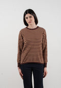 Pull col rond femme en cachemire rayures marron & camel - HANA 5