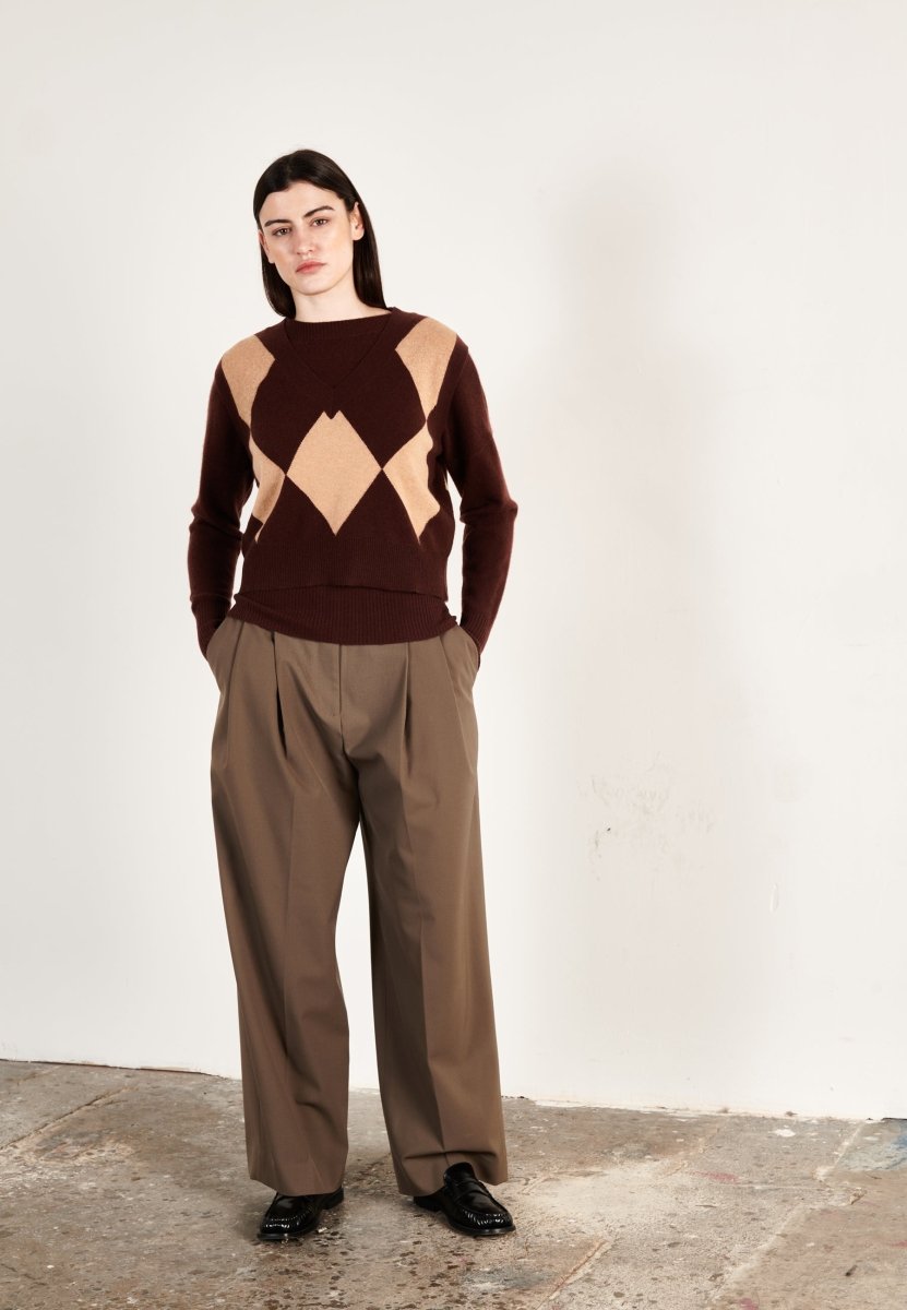 Pull col V sans manches femme en cachemire marron & camel clair - HANA 7
