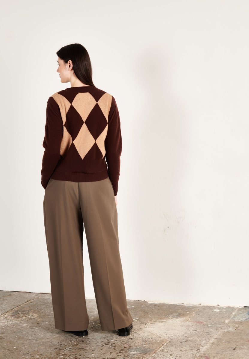 Pull col V sans manches femme en cachemire marron & camel clair - HANA 7