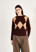 Pull col V sans manches femme en cachemire marron & camel clair - HANA 7