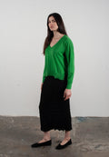 Pull col V femme en cachemire & laine ultrafin vert - KELLY 10