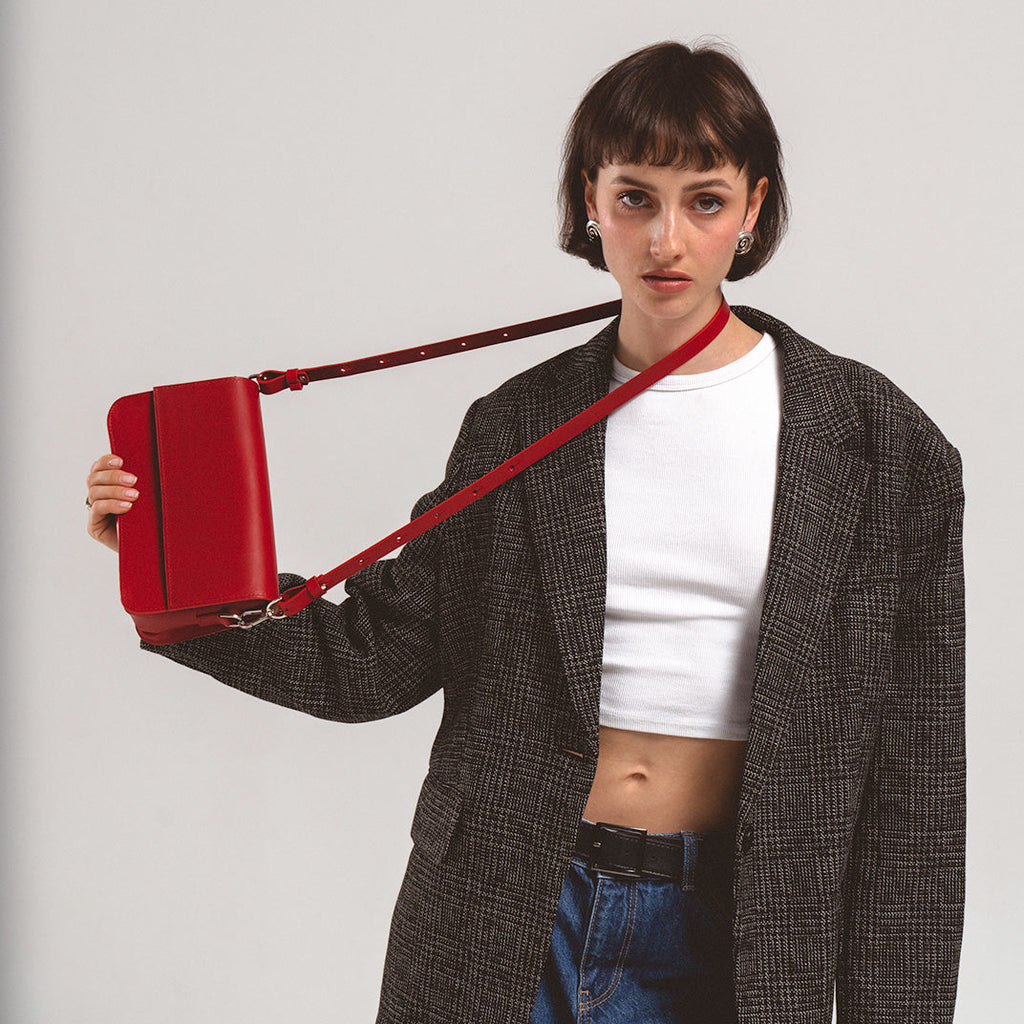 Sac bandoulière en cuir – Curie (rouge)
