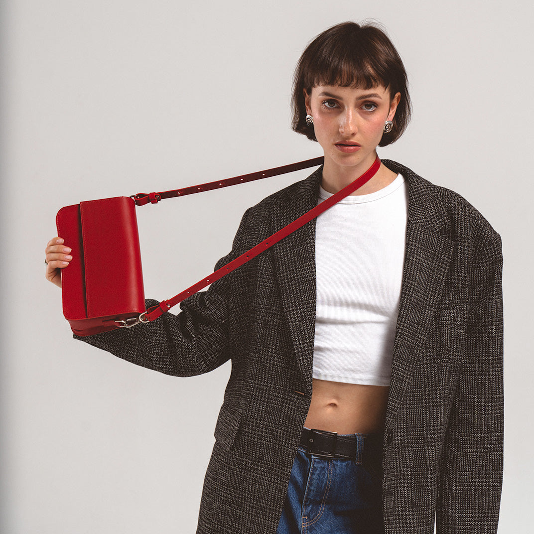 Sac bandoulière en cuir – Curie (rouge)