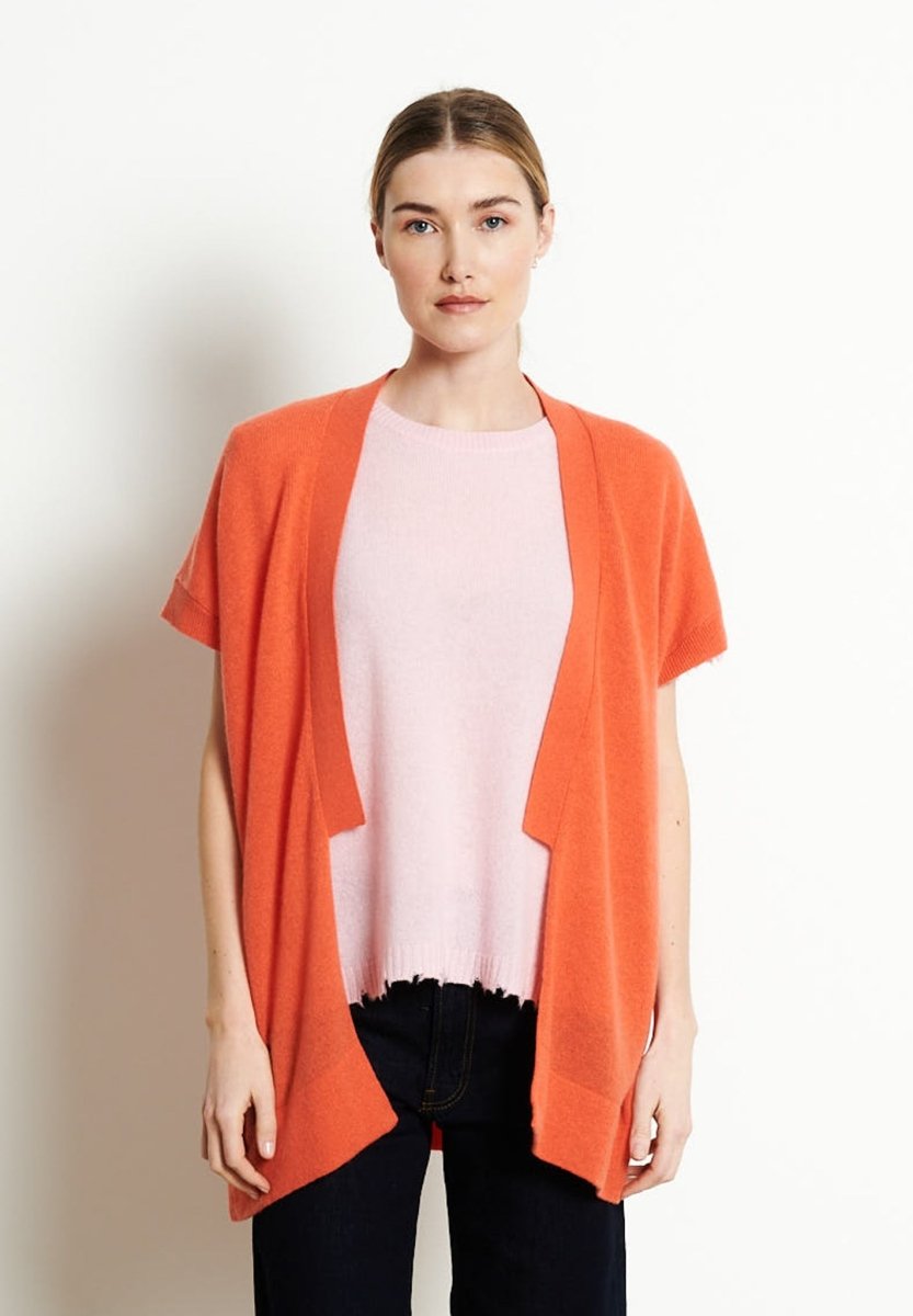Gilet kimono manches courtes en cachemire mandarine - RIA 4