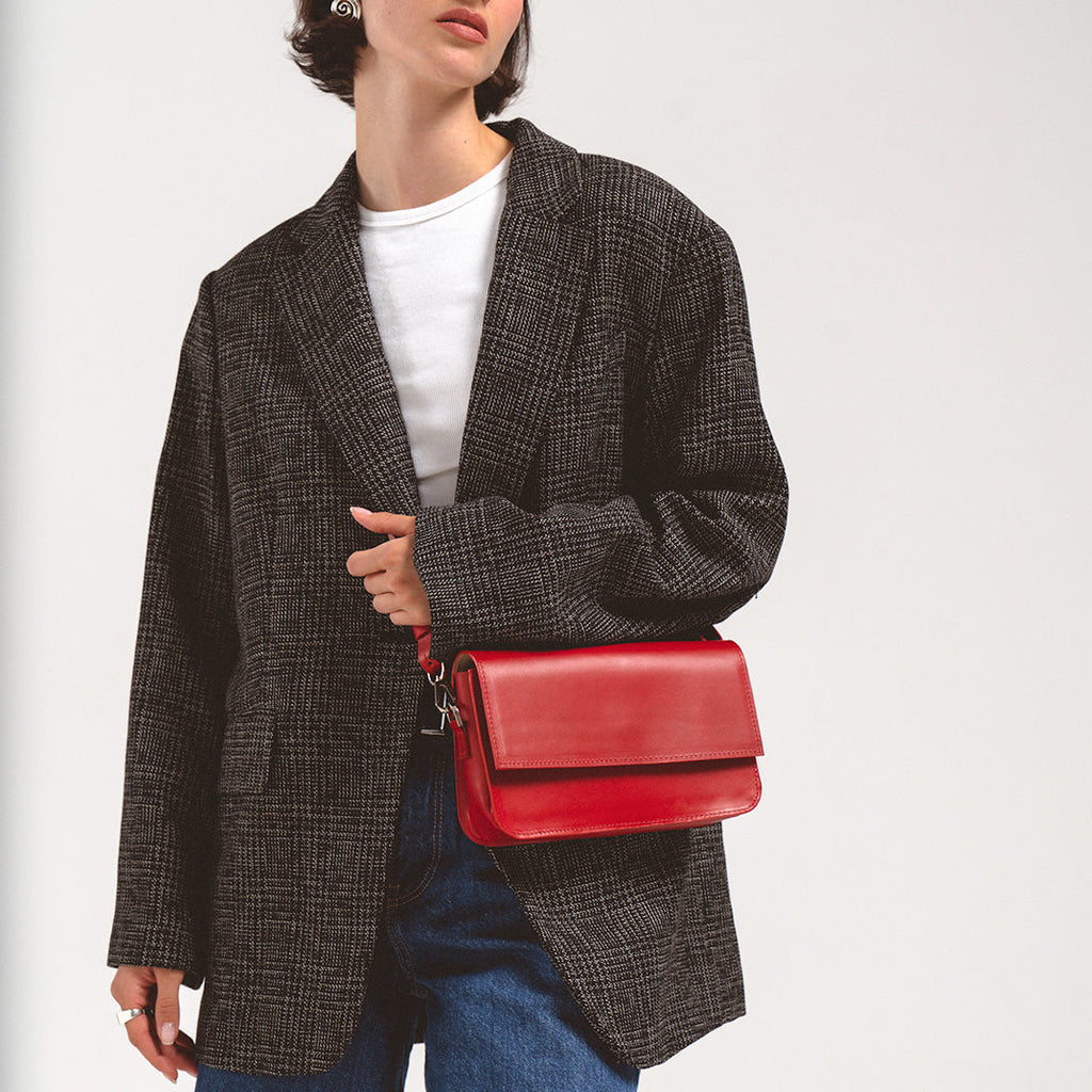 Sac bandoulière en cuir – Curie (rouge)