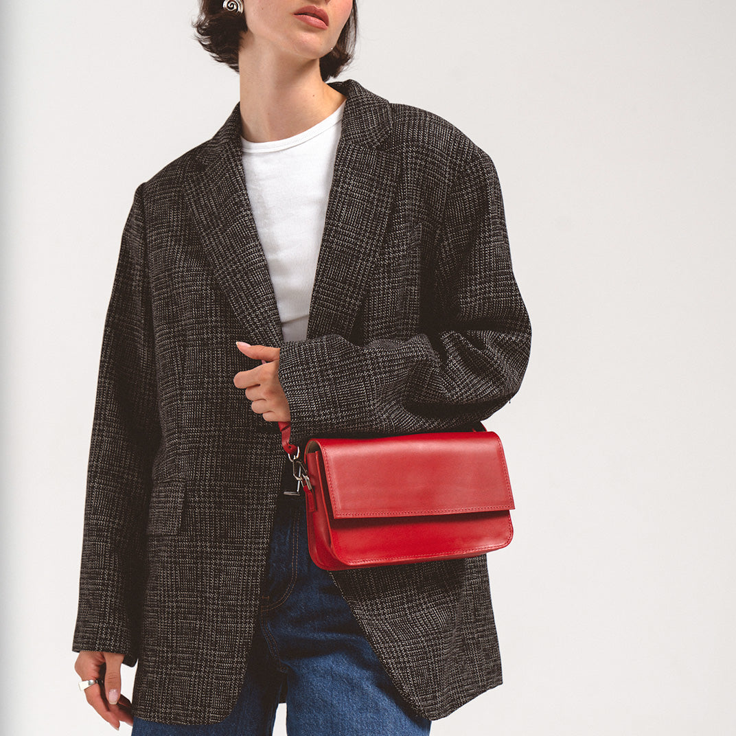 Sac bandoulière en cuir – Curie (rouge)