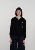 Sweat à capuche femme en cachemire et laine ultrafin noir - FRIDA 11