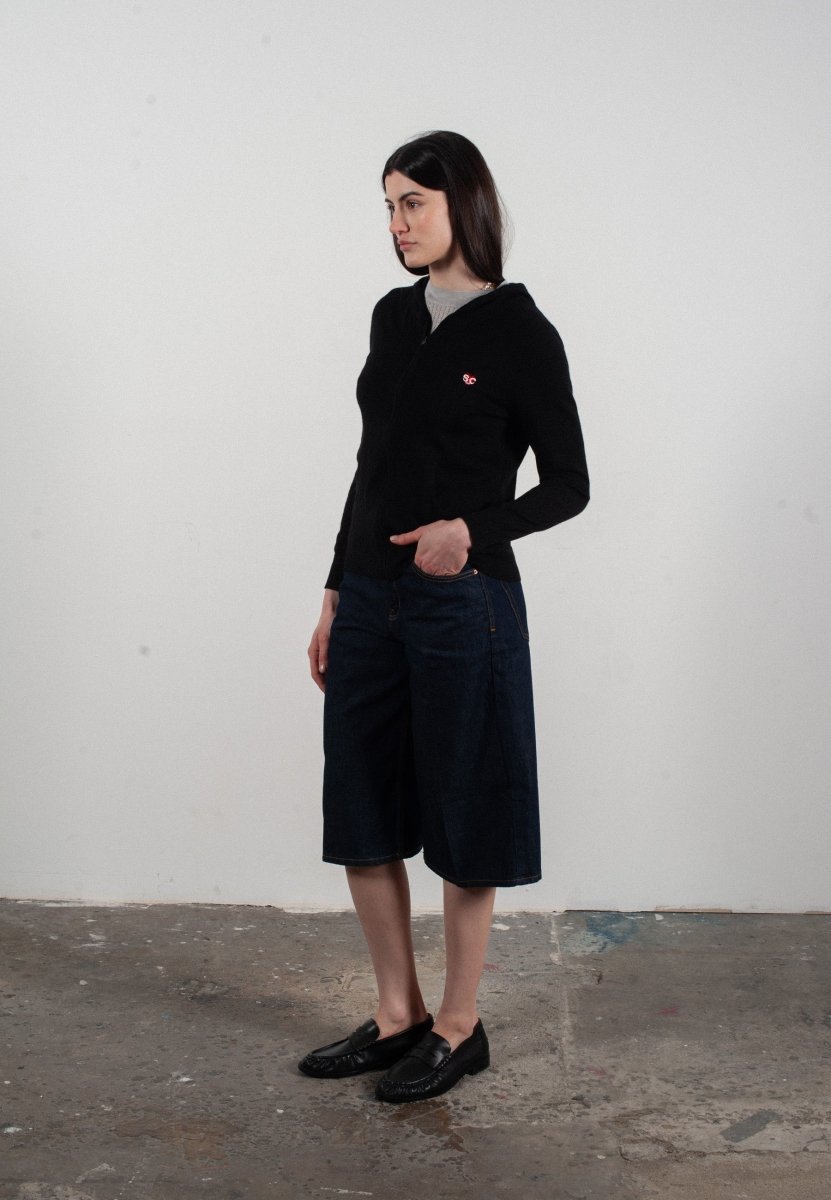 Sweat à capuche femme en cachemire et laine ultrafin noir - FRIDA 11
