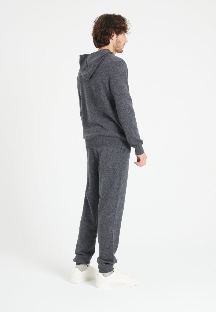 Sweat à capuche zippé homme en cachemire gris anthracite - LUKE 6