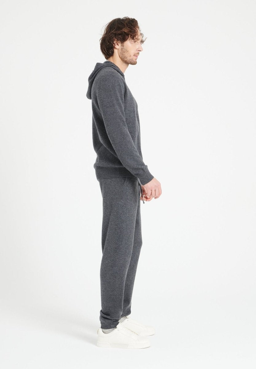 Sweat à capuche zippé homme en cachemire gris anthracite - LUKE 6