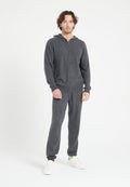 Sweat à capuche zippé homme en cachemire gris anthracite - LUKE 6