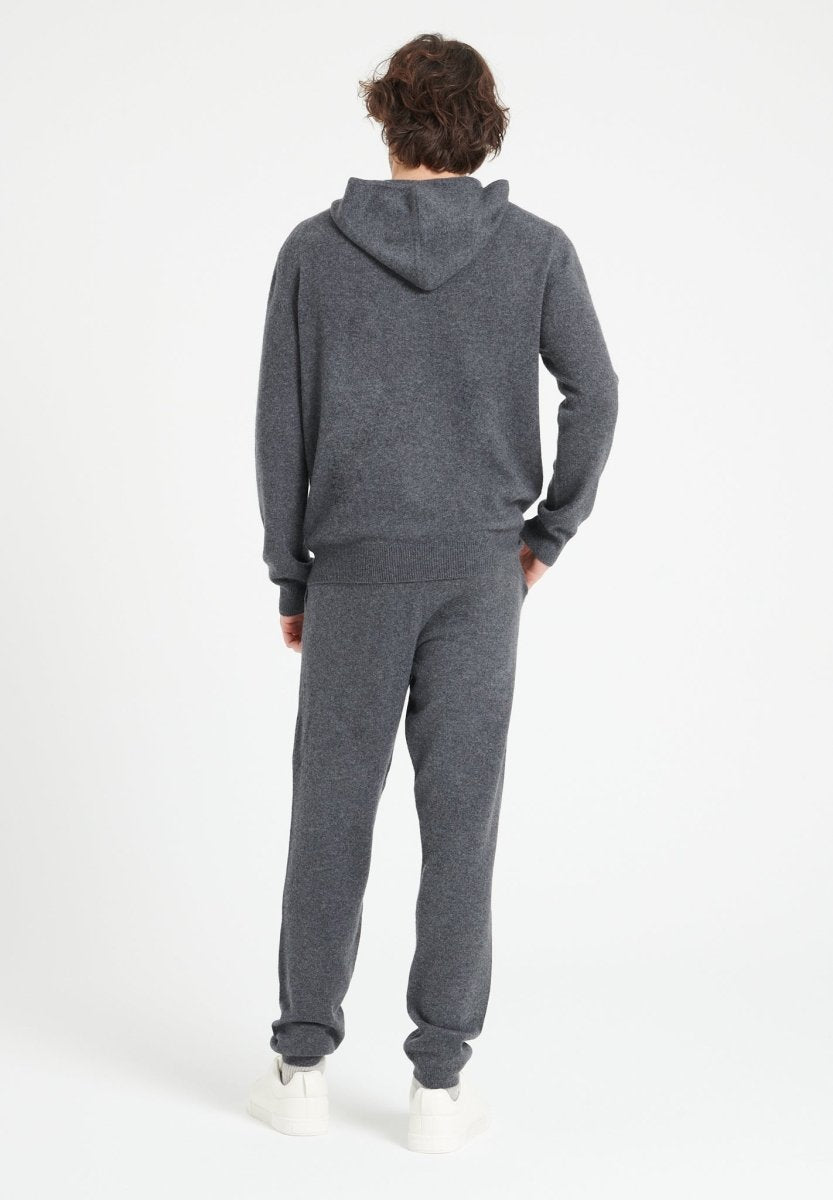 Sweat à capuche zippé homme en cachemire gris anthracite - LUKE 6