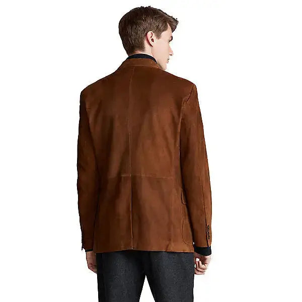 Tan and Brown Suede Leather Blazer
