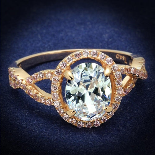 Bague argent 925 plaqué or rose TS489 – zircon AAA