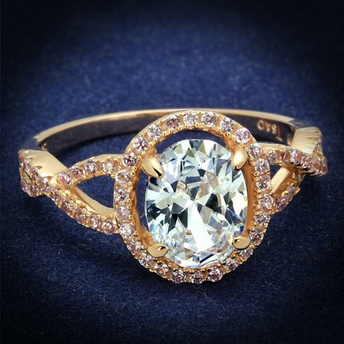 Bague argent 925 plaqué or rose TS489 – zircon AAA