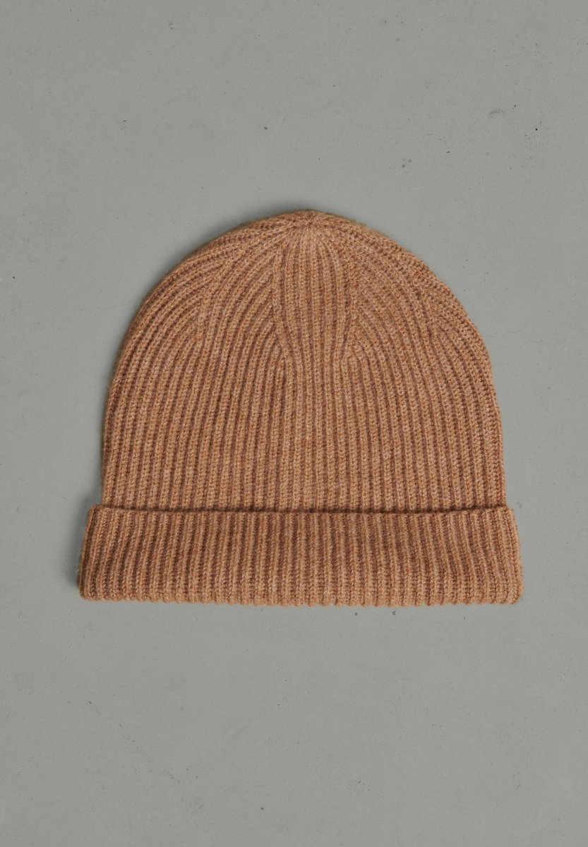 Bonnet unisex en cachemire 4 fils camel - UNI 11