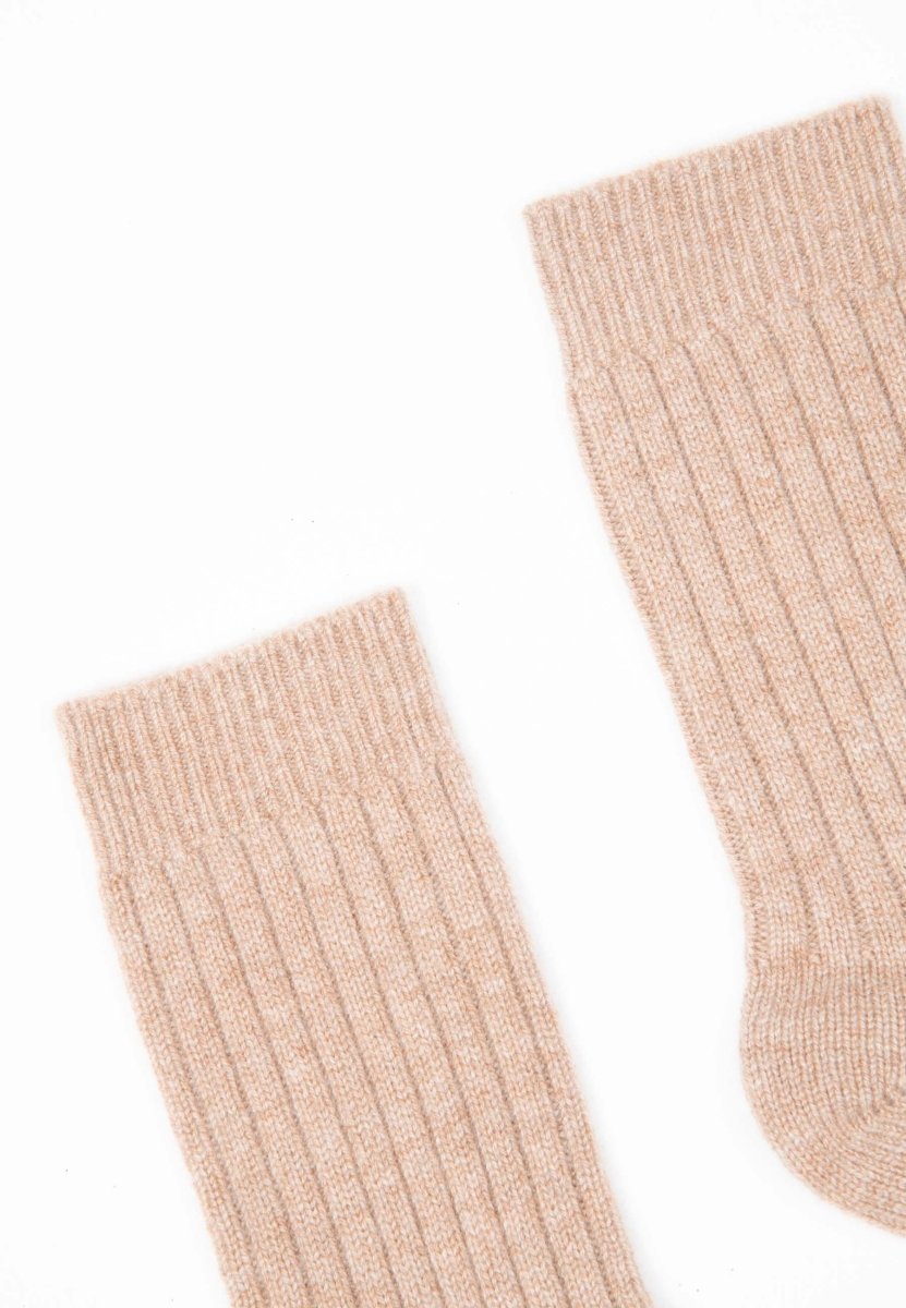 Chaussettes femme en cachemire 4 fils camel - UNI 12