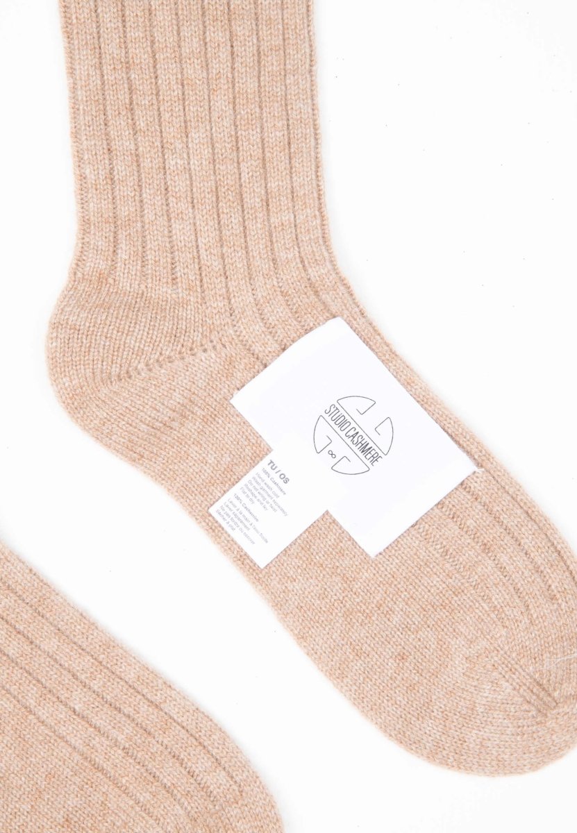 Chaussettes femme en cachemire 4 fils camel - UNI 12