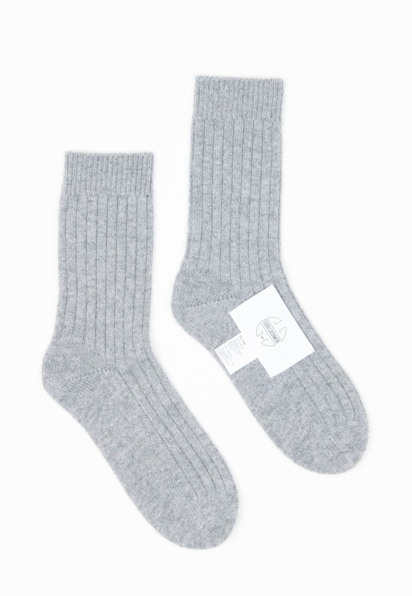 Chaussettes femme en cachemire 4 fils gris clair - UNI 12