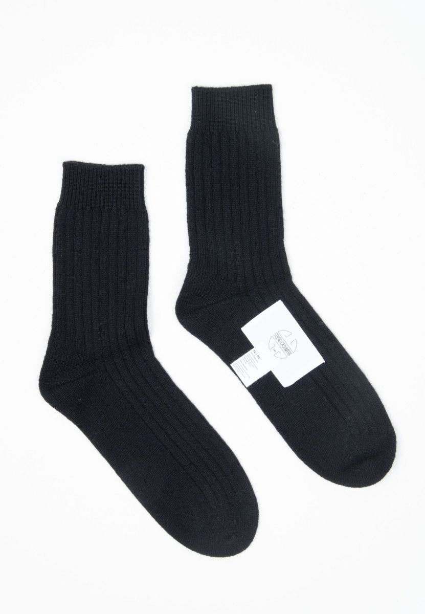 Chaussettes femme en cachemire 4 fils noir - UNI 12