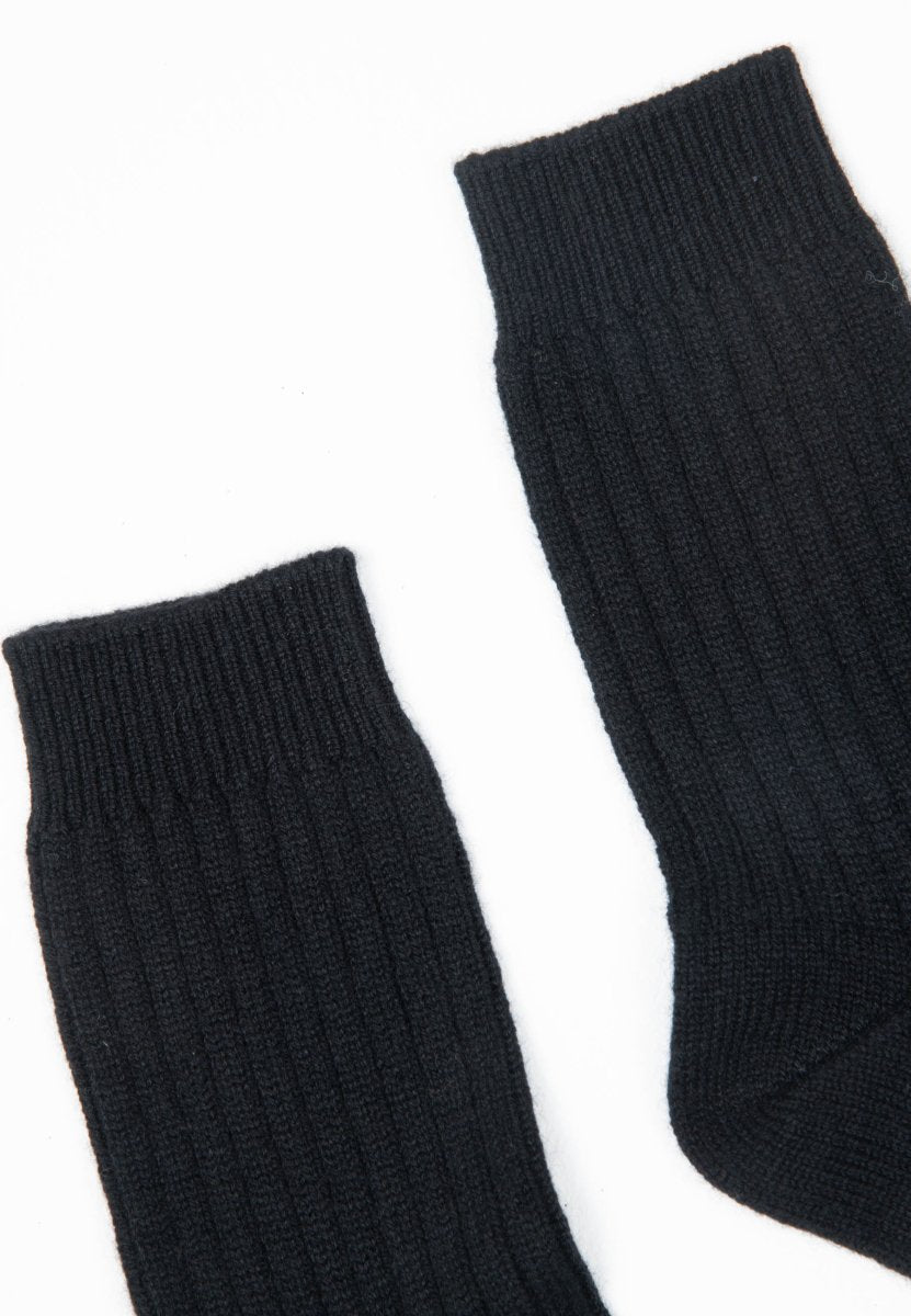 Chaussettes femme en cachemire 4 fils noir - UNI 12