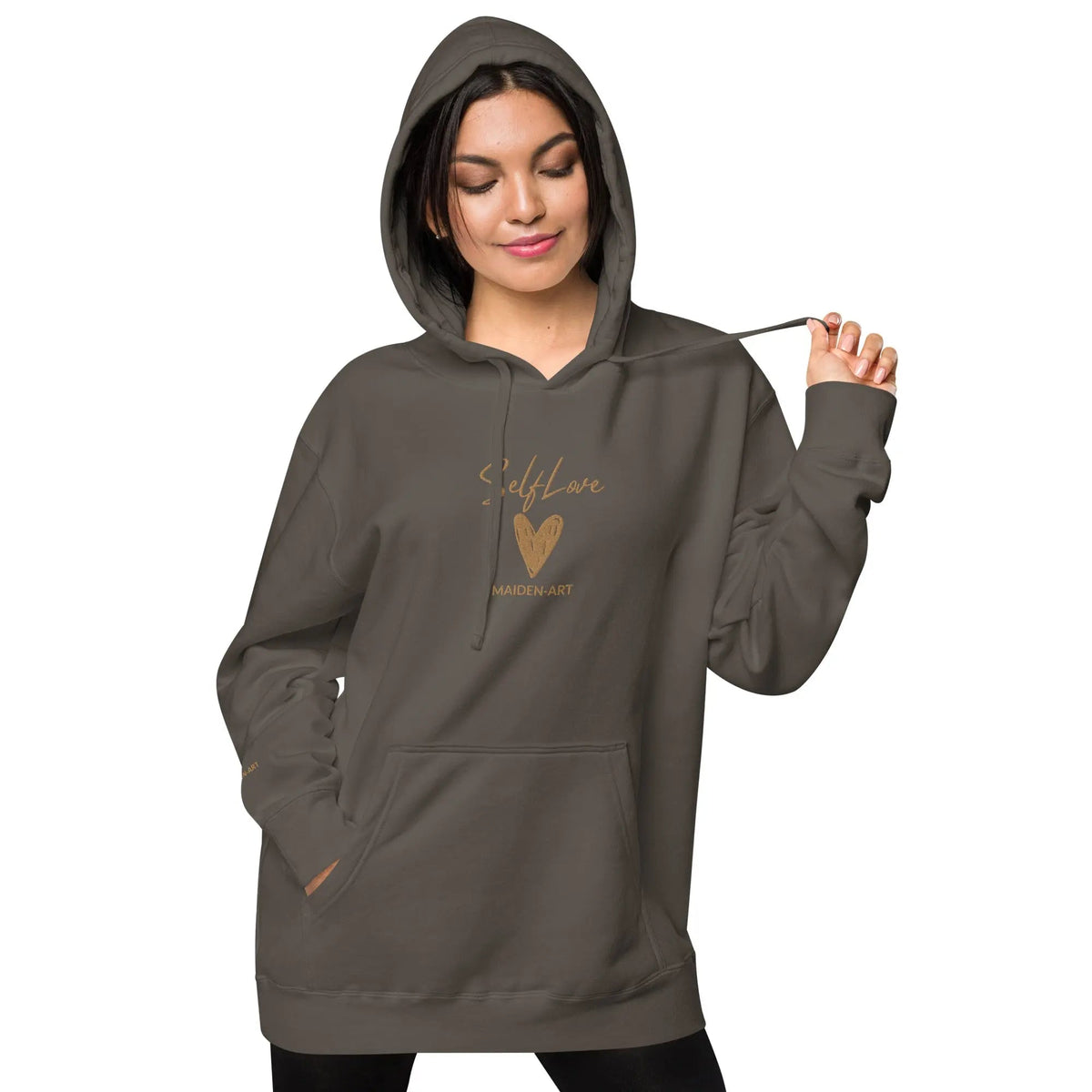 Sweat à capuche unisexe Self Love – teint pigmentaire, broderie or