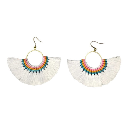 Boucles d'oreilles éventail à pompons