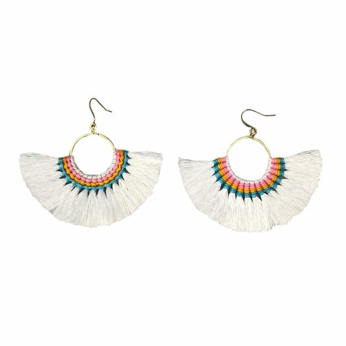 Boucles d'oreilles éventail à pompons