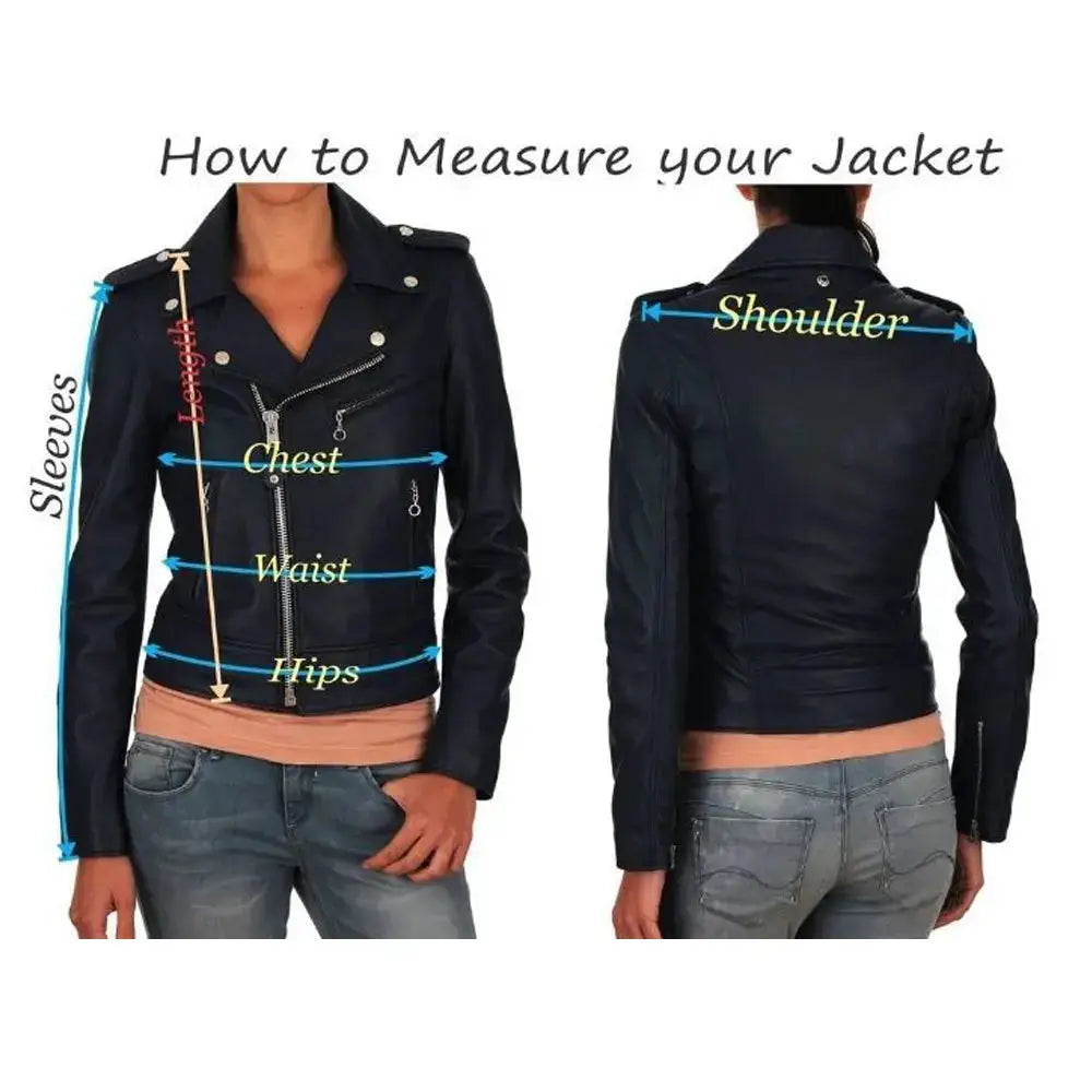 Women’s Motorcycle Biker Leather Jacket with Gold Zipper