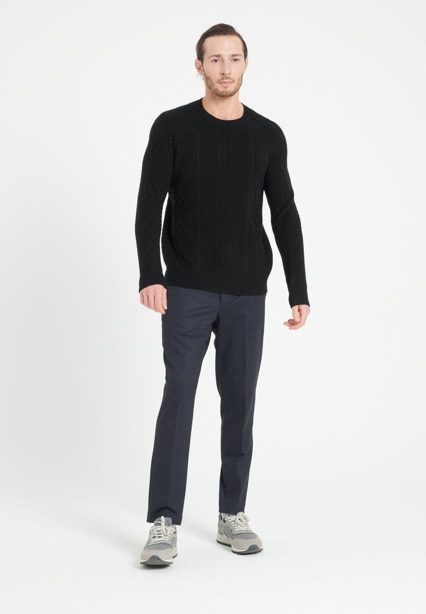 Pull col rond homme en cachemire 6 fils noir - ZACH 1