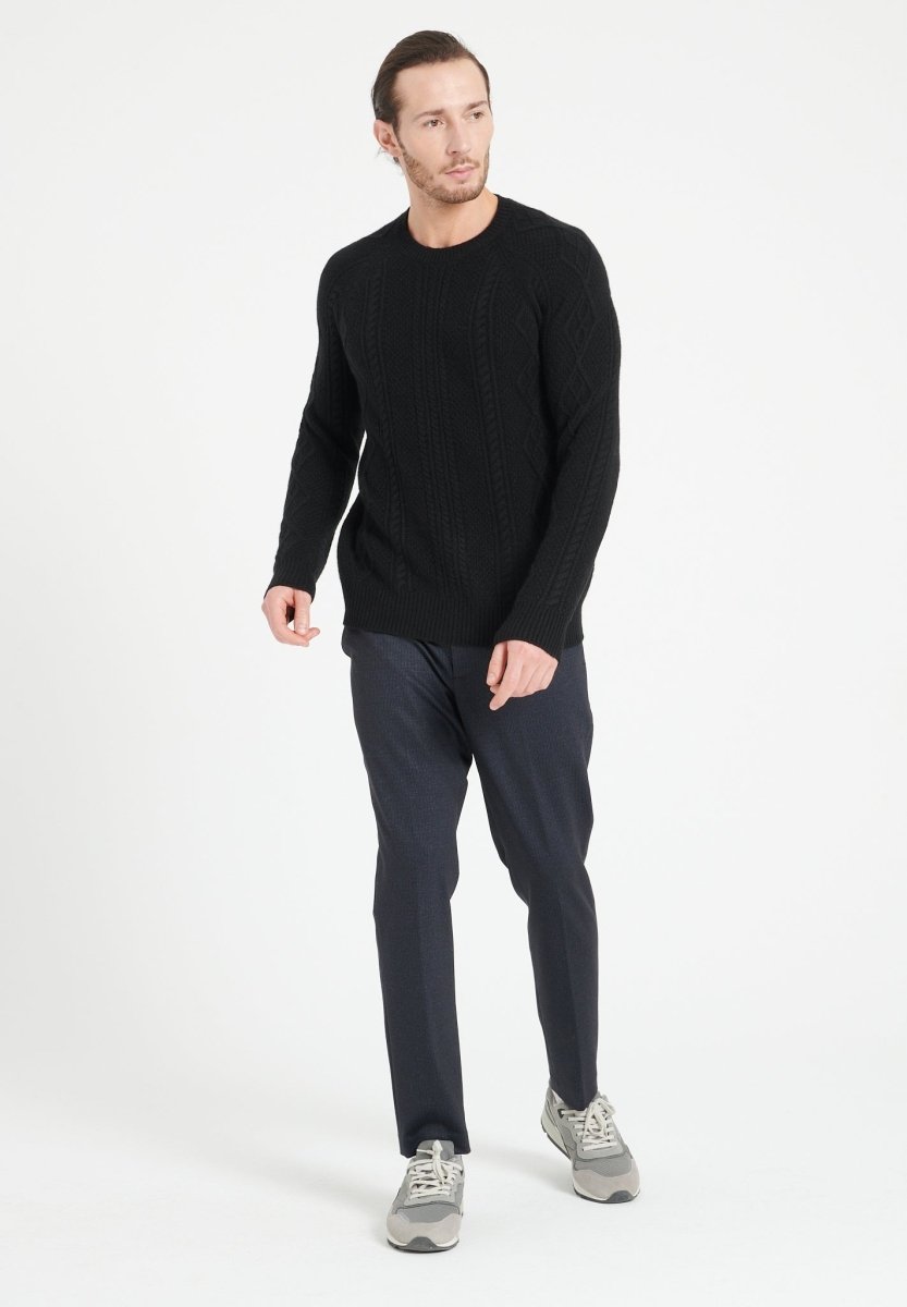 Pull col rond homme en cachemire 6 fils noir - ZACH 1