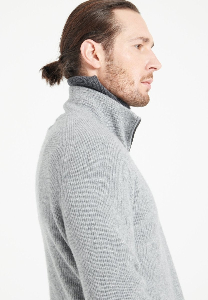 Pull col camionneur homme en cachemire gris clair - ZACH 2