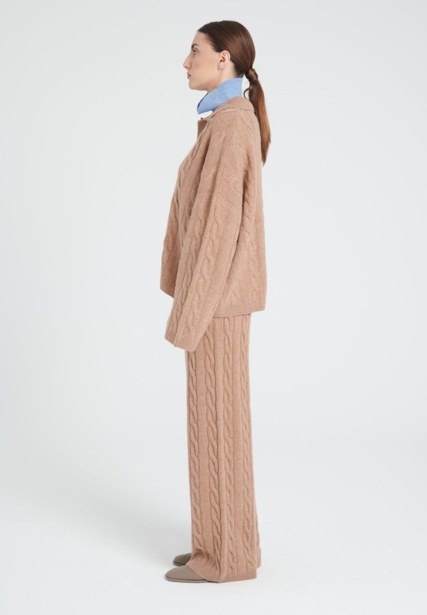 Polo manches longues femme en cachemire 6 fils camel - ZAYA 5