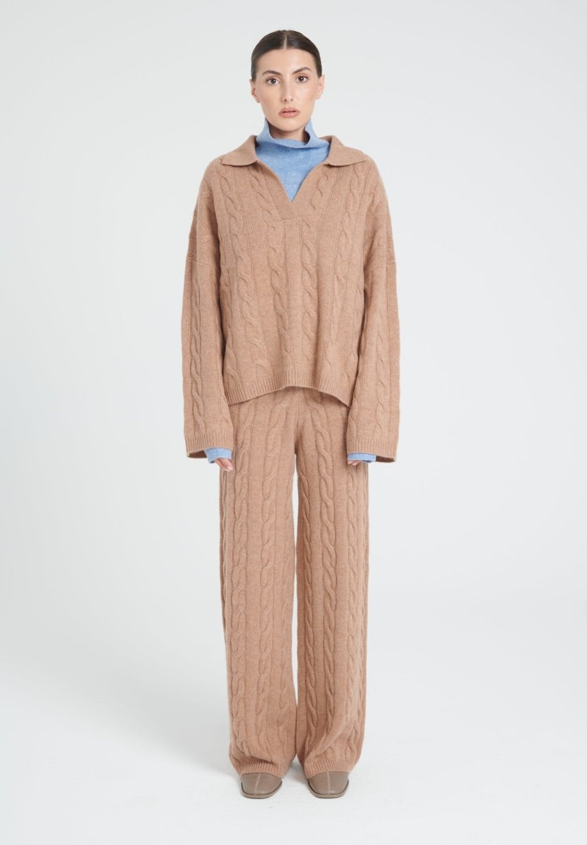 Polo manches longues femme en cachemire 6 fils camel - ZAYA 5