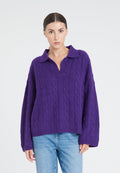 Polo manches longues femme en cachemire 6 fils violet - ZAYA 5