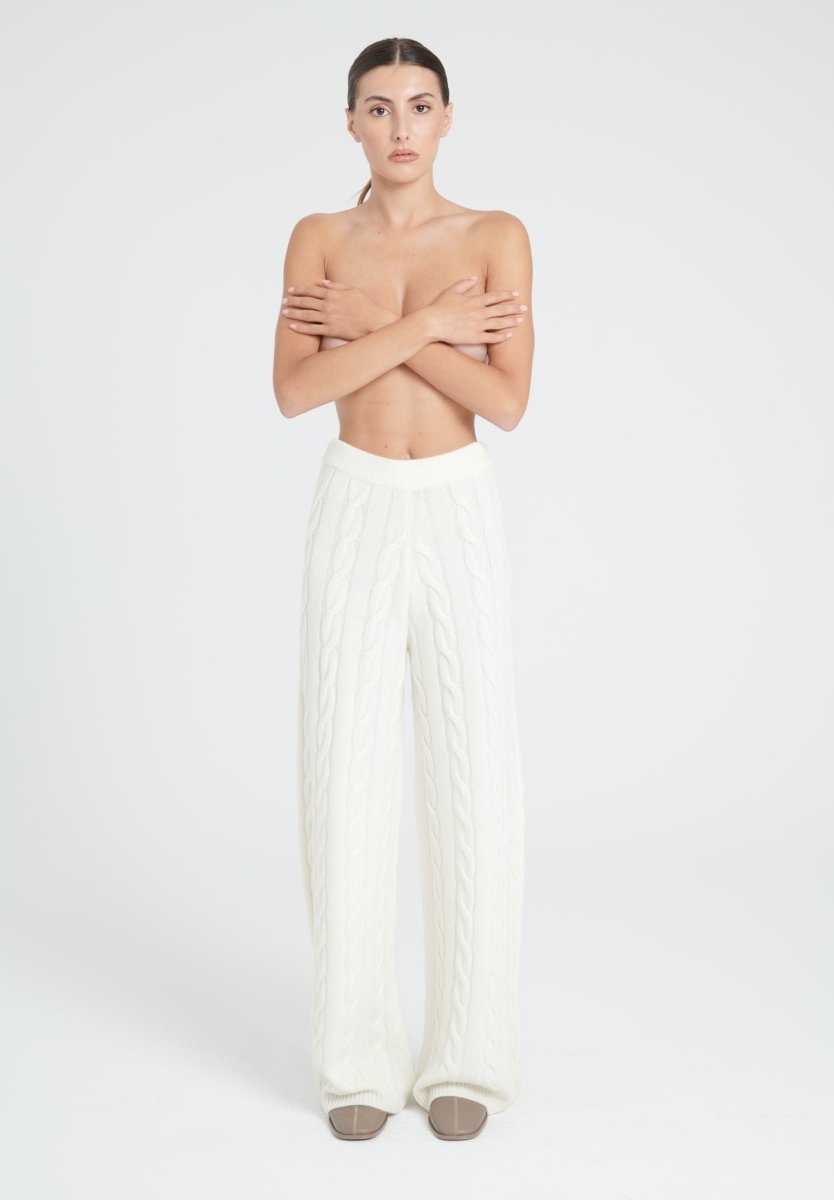 Pantalon femme en cachemire 6 fils blanc écru - ZAYA 6