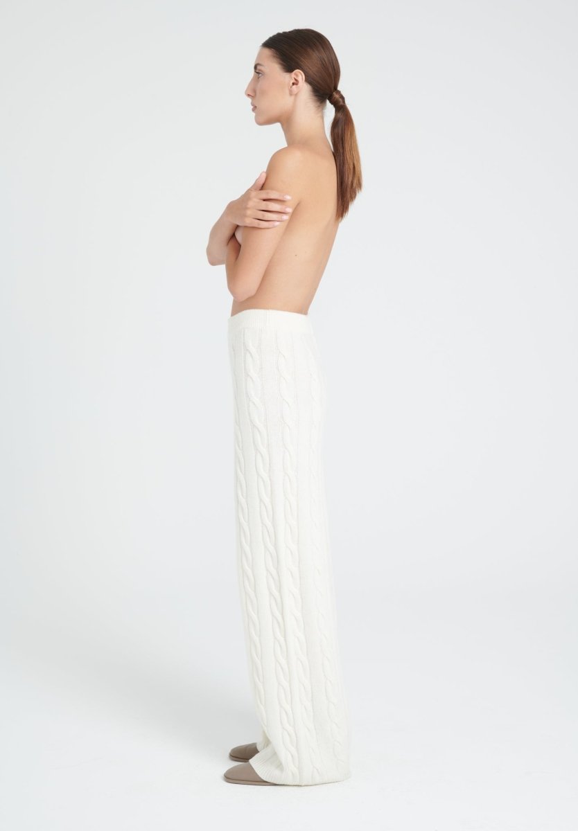Pantalon femme en cachemire 6 fils blanc écru - ZAYA 6