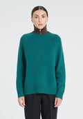 Pull col rond manches raglan femme en cachemire 6 fils vert foncé - ZAYA 7
