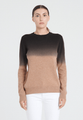 Pull col rond femme en cachemire camel tie & dye camel & noir - ZAYA 9