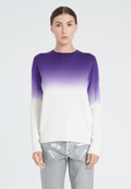 Pull col rond femme en cachemire camel tie & dye blanc écru & violet - ZAYA 9